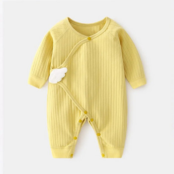 Пижами за новородени, пролет, нов стил, меки едноцветни гащеризони, маркови костюми 0-6 месеца, тънки памучни гащеризони за момичета с дълги ръкави