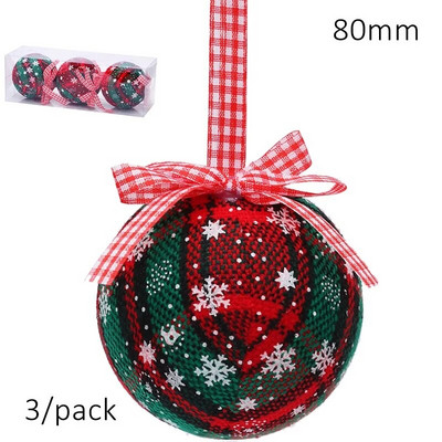 Akció - Karácsonyi dekorációs dísz, 80 mm-es Scotch Check Ball, 3/csomag