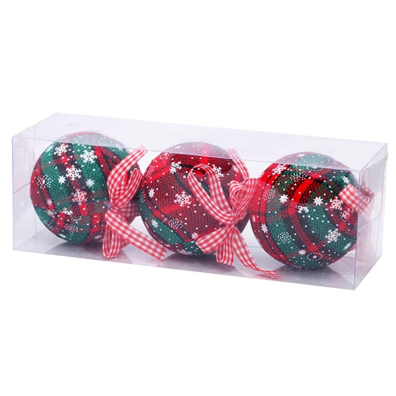 Akció - Karácsonyi dekorációs dísz, 80 mm-es Scotch Check Ball, 3/csomag