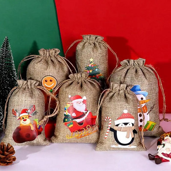 Адвент календар Подаръчни торбички 2024 Нова година 24 бр./компл. Висяща Коледна адвентна чанта Подарък бонбони Чанта с шнурове Декорация за обратно броене