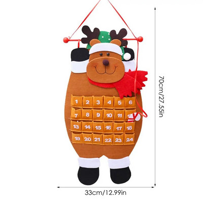 Adventes kalendāra dāvanu maisiņi 2024. gada Jaunais gads 24gab./komplekts Piekarināms Ziemassvētku Adventes maisiņš Candy Dāvanu aukliņu maisiņu skaitīšanas dekors