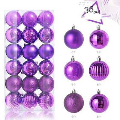 36gab Ziemassvētku balles rotājumi 4 cm mazas Ziemassvētku eglīšu bumbiņas Sarkans Zelts Balts Purpurs Burbuļi svētku ballīšu dekorēšanai