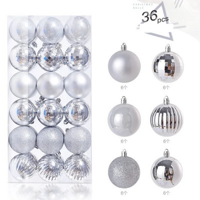 36gab Ziemassvētku balles rotājumi 4 cm mazas Ziemassvētku eglīšu bumbiņas Sarkans Zelts Balts Purpurs Burbuļi svētku ballīšu dekorēšanai