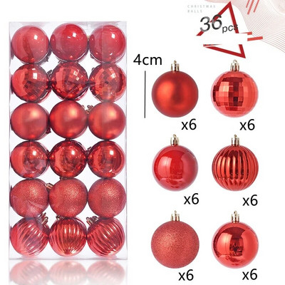 36gab Ziemassvētku balles rotājumi 4 cm mazas Ziemassvētku eglīšu bumbiņas Sarkans Zelts Balts Purpurs Burbuļi svētku ballīšu dekorēšanai