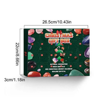 Advent Calendar 2022 24 τμχ Φυσικό κρύσταλλο Gemstone Stone Minerals Box Complete Rock Collection Christmas Countdown Παιδικό Δώρο