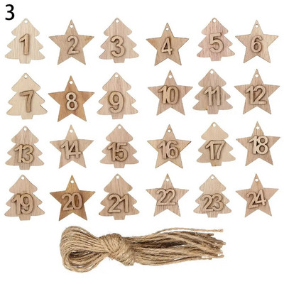 1-24 skaitļi Atpakaļskaitīšana Ziemassvētku Adventes kalendārs Koka kulons Ziemassvētku dāvanu maisiņi Numuru etiķetes Kalendārs Piekārtas Birkas Jaunais gads