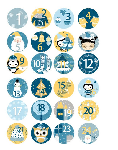 24 gab Ziemassvētku Adventes kalendāra numurs Papīra uzlīmes Ziemassvētku dāvanu uzlīmes Daudzfunkcionāls dāvanu iepakojums Līmes etiķetes Dekors