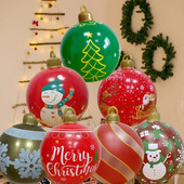 1 vnt. Karšti kalėdiniai milžiniški dideli dideli rutuliai 40 cm / 60 cm Kalėdų eglutės papuošimai lauke pripučiamas dekoruotas rutulinis žaislinis kamuolys