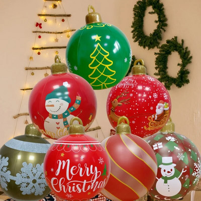 1 gab Karstas Ziemassvētku milzu lielas, lielas bumbiņas 40 cm/ 60 cm Ziemassvētku eglīšu rotājumi āra piepūšamās dekorētās bumbiņas rotaļlietu bumba