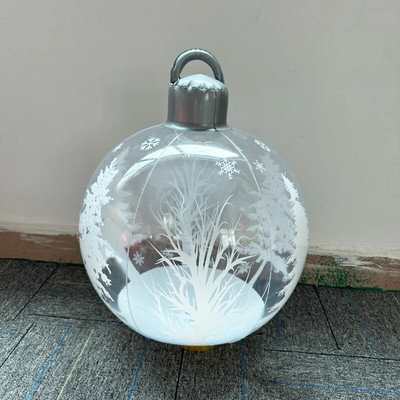 1 vnt. Karšti kalėdiniai milžiniški dideli dideli rutuliai 40 cm / 60 cm Kalėdų eglutės papuošimai lauke pripučiamas dekoruotas rutulinis žaislinis kamuolys