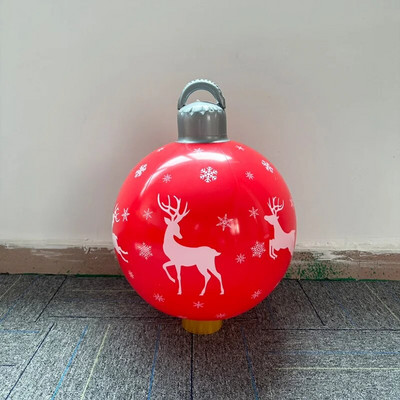 1 vnt. Karšti kalėdiniai milžiniški dideli dideli rutuliai 40 cm / 60 cm Kalėdų eglutės papuošimai lauke pripučiamas dekoruotas rutulinis žaislinis kamuolys