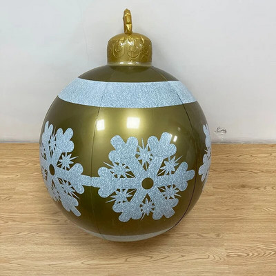 1 vnt. Karšti kalėdiniai milžiniški dideli dideli rutuliai 40 cm / 60 cm Kalėdų eglutės papuošimai lauke pripučiamas dekoruotas rutulinis žaislinis kamuolys