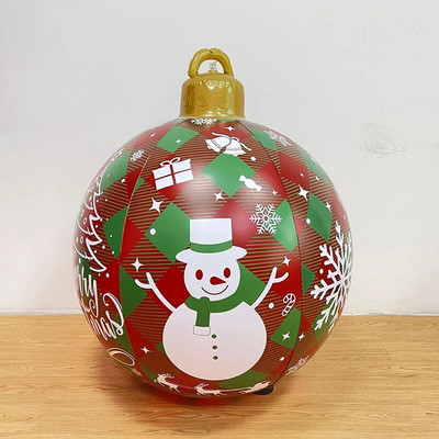 1 vnt. Karšti kalėdiniai milžiniški dideli dideli rutuliai 40 cm / 60 cm Kalėdų eglutės papuošimai lauke pripučiamas dekoruotas rutulinis žaislinis kamuolys