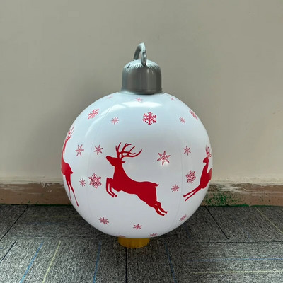 1 vnt. Karšti kalėdiniai milžiniški dideli dideli rutuliai 40 cm / 60 cm Kalėdų eglutės papuošimai lauke pripučiamas dekoruotas rutulinis žaislinis kamuolys