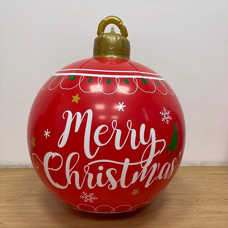 1 vnt. Karšti kalėdiniai milžiniški dideli dideli rutuliai 40 cm / 60 cm Kalėdų eglutės papuošimai lauke pripučiamas dekoruotas rutulinis žaislinis kamuolys