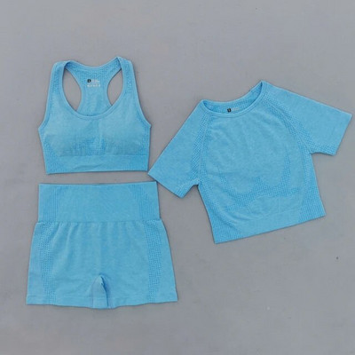 Ljetni bešavni set za jogu Ženska sportska odjeća Odjeća za teretanu Kratki rukavi Crop Top Sportski grudnjak Tajice visokog struka Sportska odijela