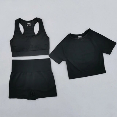 Ljetni bešavni set za jogu Ženska sportska odjeća Odjeća za teretanu Kratki rukavi Crop Top Sportski grudnjak Tajice visokog struka Sportska odijela