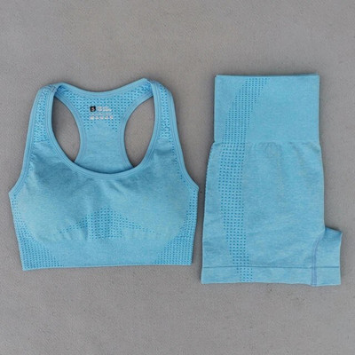 Ljetni bešavni set za jogu Ženska sportska odjeća Odjeća za teretanu Kratki rukavi Crop Top Sportski grudnjak Tajice visokog struka Sportska odijela