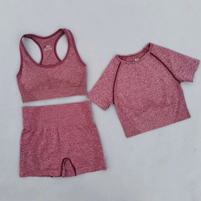 Ljetni bešavni set za jogu Ženska sportska odjeća Odjeća za teretanu Kratki rukavi Crop Top Sportski grudnjak Tajice visokog struka Sportska odijela