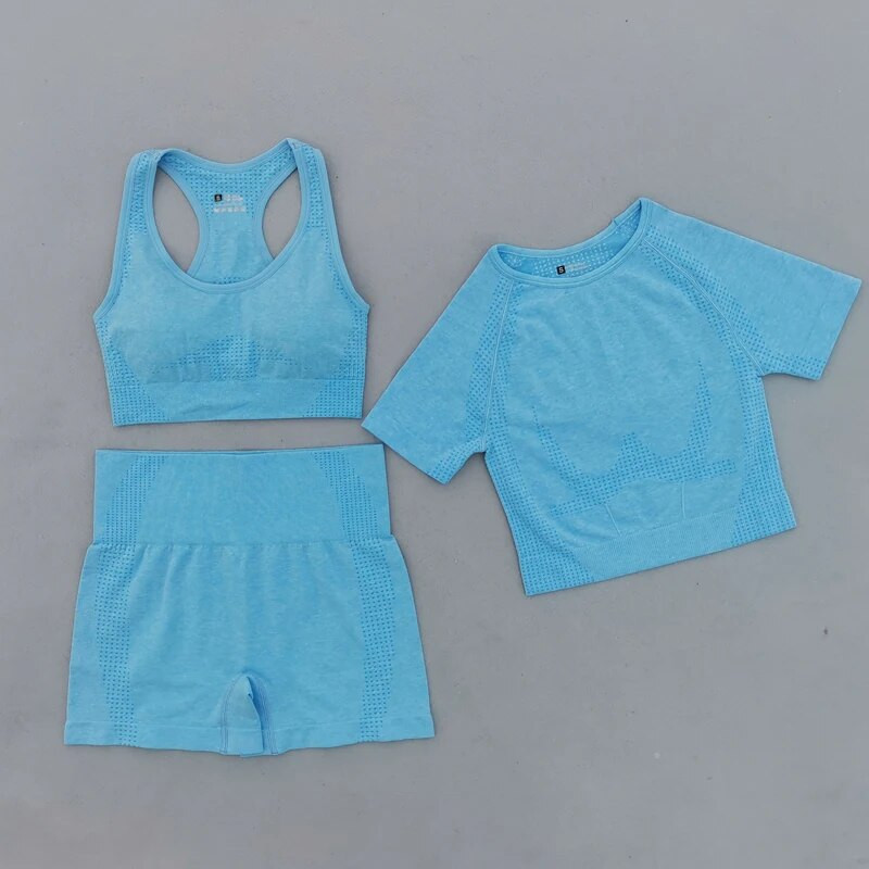 Ljetni bešavni set za jogu Ženska sportska odjeća Odjeća za teretanu Kratki rukavi Crop Top Sportski grudnjak Tajice visokog struka Sportska odijela