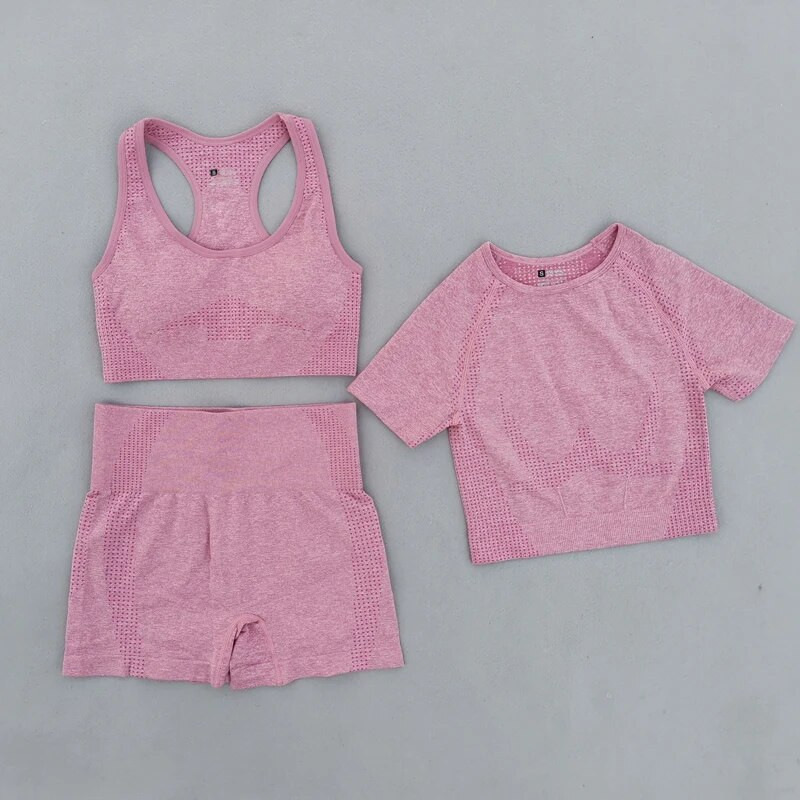 Ljetni bešavni set za jogu Ženska sportska odjeća Odjeća za teretanu Kratki rukavi Crop Top Sportski grudnjak Tajice visokog struka Sportska odijela