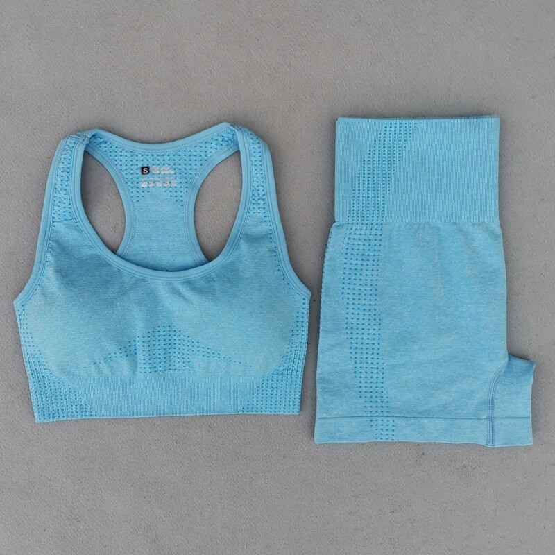 Ljetni bešavni set za jogu Ženska sportska odjeća Odjeća za teretanu Kratki rukavi Crop Top Sportski grudnjak Tajice visokog struka Sportska odijela