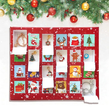 24 дни Направи си сам адвент календар Кутия за подарък за бижута Сини бижута Комплект гривни за момичета Деца 2024 Коледен адвент календар с обратно броене