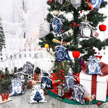 Χριστουγεννιάτικη διακόσμηση 2023 Advent Calendar 24τμχ Τσάντες δώρου Kerst Decoratie DIY Χάρτινα αυτοκόλλητα Ξύλινο Στολίδι Xmas Navidad