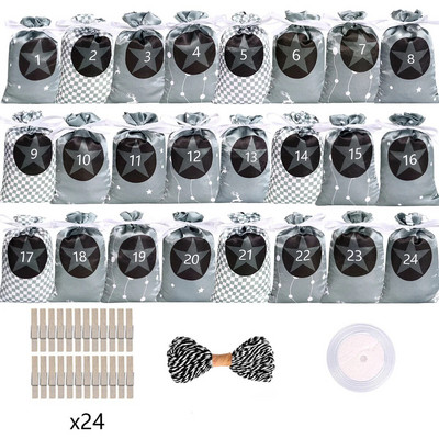 Božićni ukrasi Adventski kalendar 2023. 24 komada poklon vrećica Kerst Decoratie DIY papirnate naljepnice Drveni ukras Božićni navidad