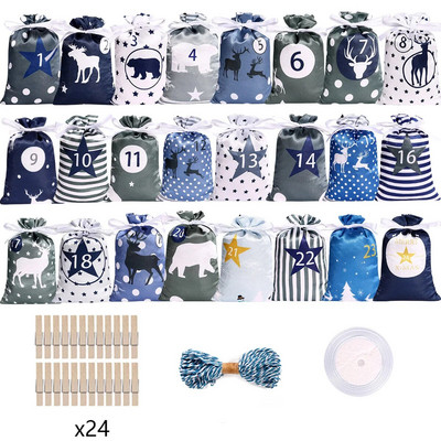 Božićni ukrasi Adventski kalendar 2023. 24 komada poklon vrećica Kerst Decoratie DIY papirnate naljepnice Drveni ukras Božićni navidad