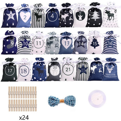 Božićni ukrasi Adventski kalendar 2023. 24 komada poklon vrećica Kerst Decoratie DIY papirnate naljepnice Drveni ukras Božićni navidad