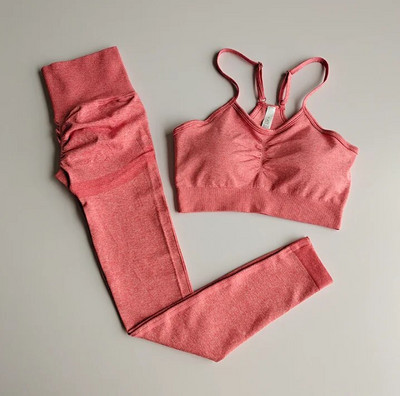 2023. aasta õmblusteta joogakomplekt, naiste 2 tk. spordikomplektid, jõusaaliriided, treeningud, spordirõivad, spordirõivad, ülaosa kõrge vöökohaga säärised, spordiülikonnad