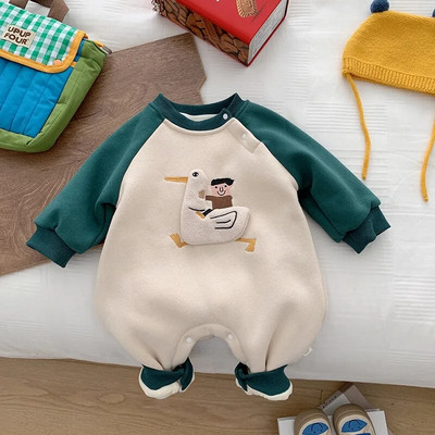 Vastsündinud lapsele trükitud bodi imikutele poisile multifilm armsad püksid sügistalv uus väikelaps, soe plüüsis värviga sobivad kombinesoonid tüdrukule