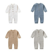 Jednobojna novorođenačka odjeća za 0-2 godine, jednostavna ležerna majica za djevojčice, dječake, dječji bodi, slatke široke, mekane otvorene štrample