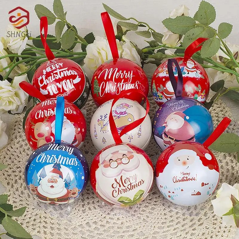 7 cm Ziemassvētku eglītes dekoru piekarināmā bumba, radoša bumbiņa, apdrukāta Ziemassvētku ballīšu piederumi, piekaramie Ziemassvētku kuloni dāvanu kastīte