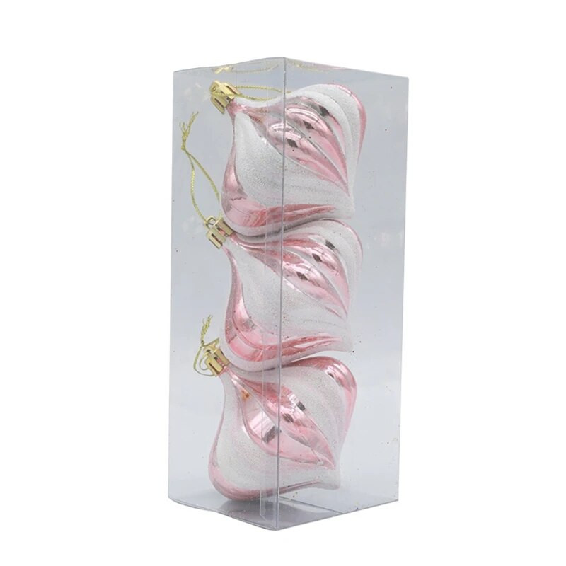 3 komada božićnih kuglica u obliku luka s navojem za božićno drvce, ukrasi otporni na udarce, viseći privjesci, dar za djecu