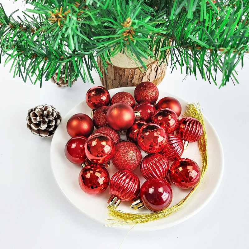 36 kom. 4 cm božićne kuglice, višebojne kuglice s ukrasima za božićno drvce, božićno viseće drvce, privjesci, ukrasi za kućnu zabavu, poklon za novu godinu