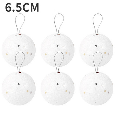 24/6 gab. Baltas putas Ziemassvētku bumbiņas Rotājumi apaļas Ziemassvētku balles Sniega bumba kokā piekarināmam kulonam Mājas Jaungada ballītes dekorēšana