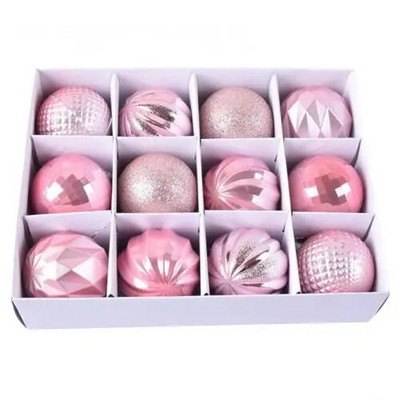 12gab 6cm mirdzoša Ziemassvētku eglītes bumbiņas, krāsainas Ziemassvētku eglītes dekoratīvās bumbas piekarināms kulons Mājas rotājumi Jaungada dāvana