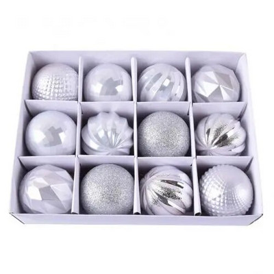 12gab 6cm mirdzoša Ziemassvētku eglītes bumbiņas, krāsainas Ziemassvētku eglītes dekoratīvās bumbas piekarināms kulons Mājas rotājumi Jaungada dāvana