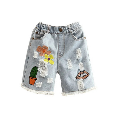 Poderane traper hlače za djevojčice 2018. Ljetna moda Nova dječja odjeća Dječje traperice Pet hlača Hlače do koljena