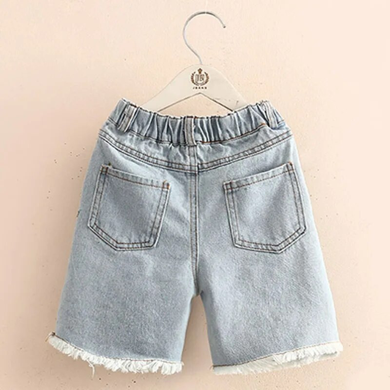 Poderane traper hlače za djevojčice 2018. Ljetna moda Nova dječja odjeća Dječje traperice Pet hlača Hlače do koljena