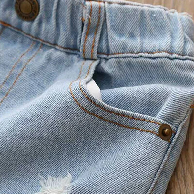 Poderane traper hlače za djevojčice 2018. Ljetna moda Nova dječja odjeća Dječje traperice Pet hlača Hlače do koljena