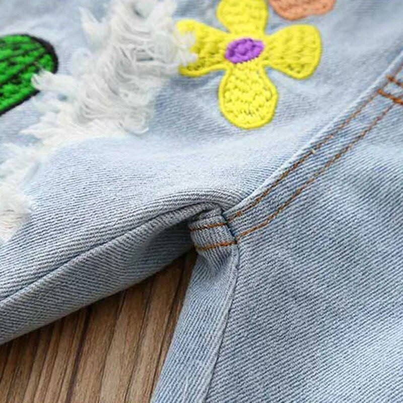 Poderane traper hlače za djevojčice 2018. Ljetna moda Nova dječja odjeća Dječje traperice Pet hlača Hlače do koljena