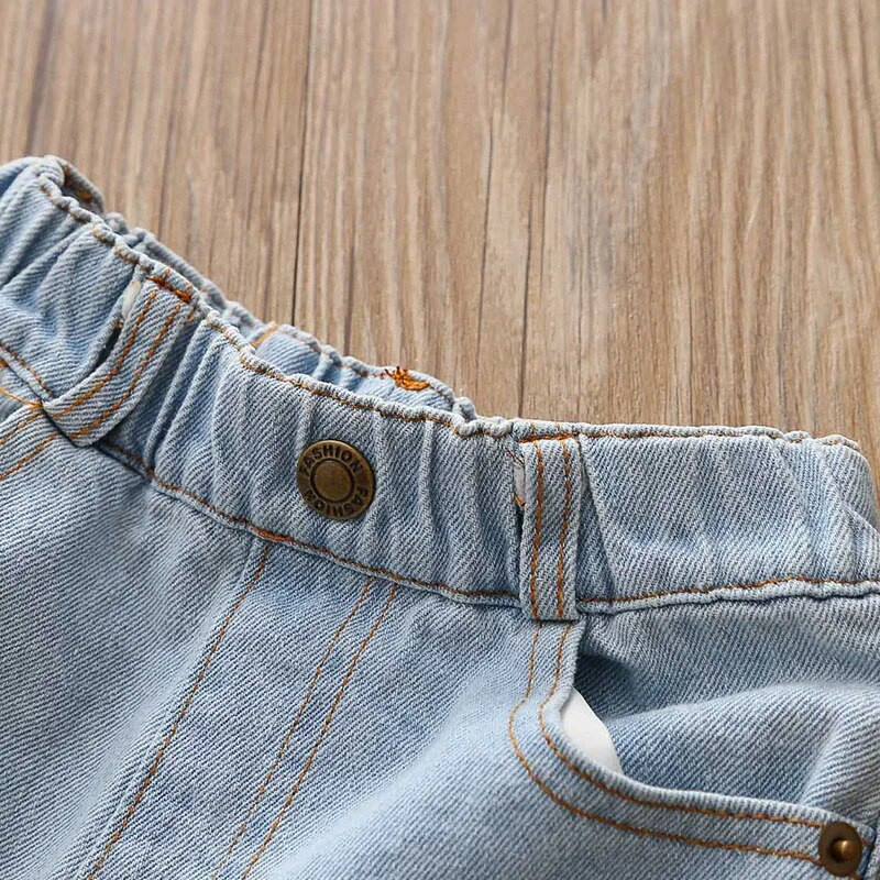 Poderane traper hlače za djevojčice 2018. Ljetna moda Nova dječja odjeća Dječje traperice Pet hlača Hlače do koljena