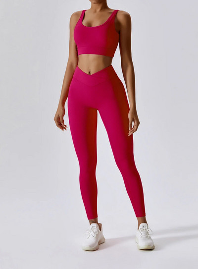 Új Thread jóga gyakorlóruha női keresztpántos hátsó melltartó Szexi V derék leggings szett Légáteresztő futófeszes fitnesz sport szett