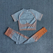 Õmblusteta spordiülikond Fitness lühikeste varrukatega Crop Top kõrge vöökohaga Jõusaali säärised Treeningriided Naistele Joogakomplekt Spordiriided