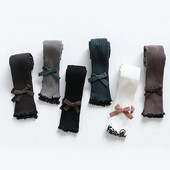 Vintage jednofarebné prúžky pre dojčatá, jarné a jesenné legíny pre batoľatá s mašľou a dizajnom princeznovského spodného oblečenia, vianočný darček