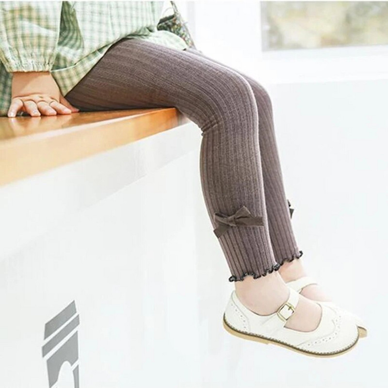 Vintage jednofarebné prúžky pre dojčatá, jarné a jesenné legíny pre batoľatá s mašľou a dizajnom princeznovského spodného oblečenia, vianočný darček