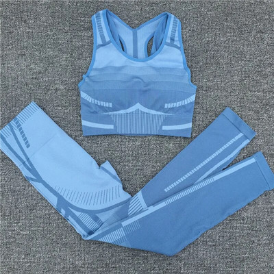 Naiste varrukateta jõusaali joogakomplekt Geo Seamless Sport Treening Rinnahoidja ülikond 2 tk Fitness Crop Tank Top kõrge vöökohaga püksid